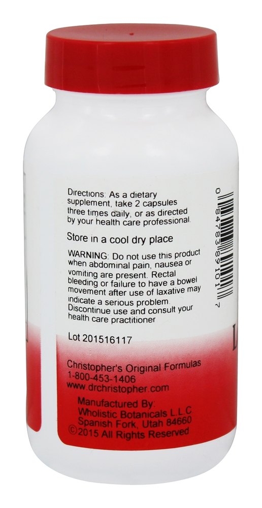 Fórmula do intestino inferior - Cápsulas vegetarianas 100 Dr. Christopher's Original Formulas - Imagem 3