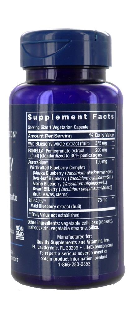 Extrato de Blueberry (Mirtilo) com Romã - Cápsulas vegetarianas 60 Life Extension - Imagem 2