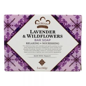 Sabonete em barra de manteiga de karité com lavanda e flores silvestres - 5 oz. Nubian Heritage