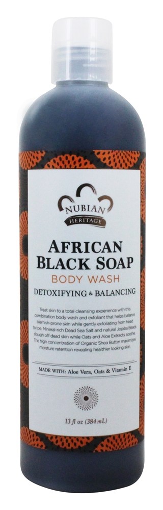 Sabonete preto africano da lavagem do corpo - 13 fl. oz. Nubian Heritage