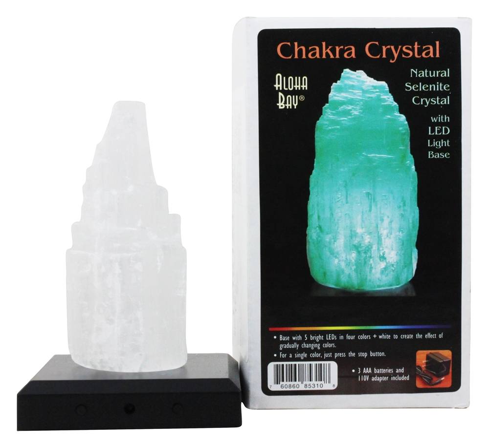 Lâmpada de Selenito de Cristal Chakra - 1.4 lbs. Aloha Bay - Imagem 7