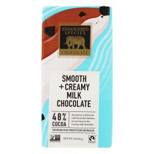 Barra de Chocolate ao Leite 48 % Cacau Suave e Cremoso - 3 oz. Endangered Species