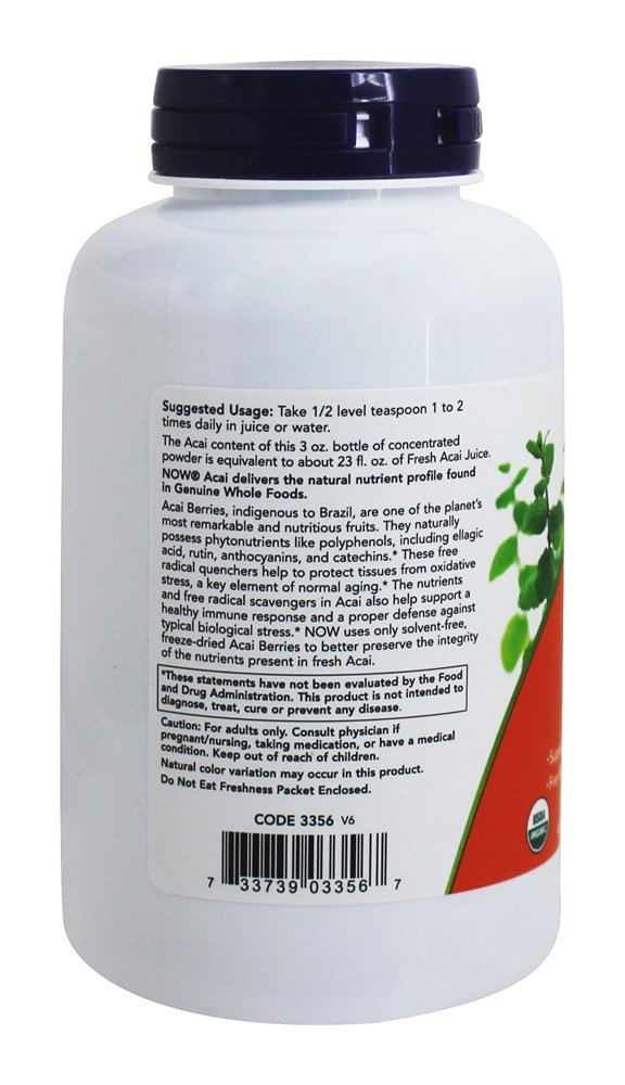 Açaí Orgânico em Pó - 3 oz. NOW Foods - Imagem 3