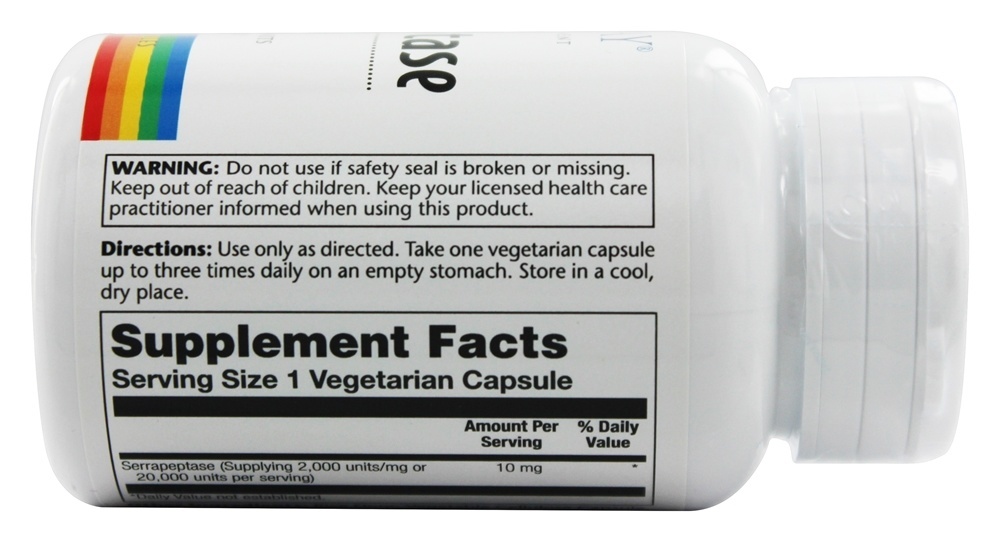 Serrapeptase Entra Coated 10 mg. - Cápsulas vegetarianas 90 Solaray - Imagem 3