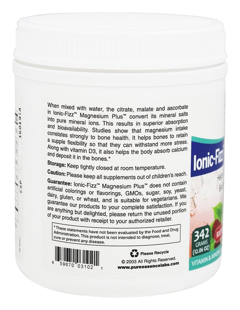 Ionic-Fizz Magnésio Plus Sabor Framboesa De Limonada - 12.06 oz. Pure Essence Labs - Imagem 4