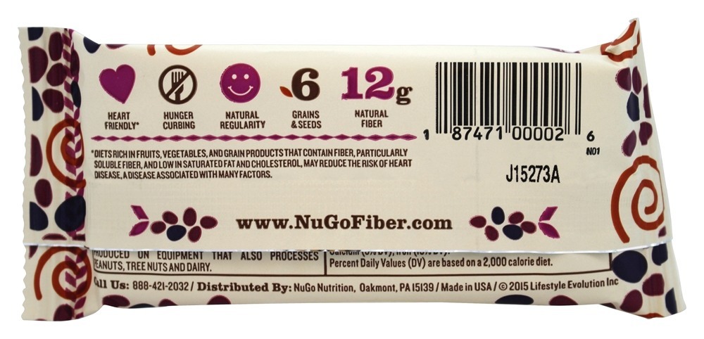 Fiber d'Lish Bar Canela Passa - 1.6 oz. NuGo Nutrition - Imagem 3