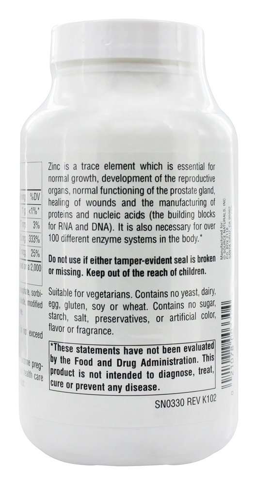 Quelato de Aminoácidos de Zinco 50 mg. - 250 Tablets Source Naturals - Imagem 3