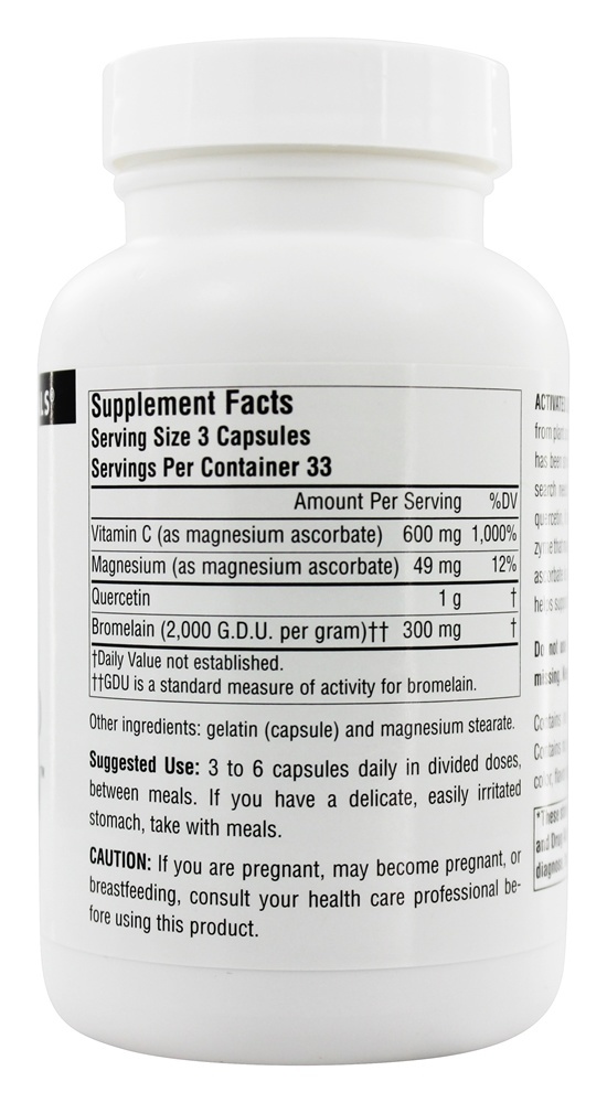 Complexo Bioflavonóide Quercetina Ativado - Cápsulas 100 Source Naturals - Imagem 2