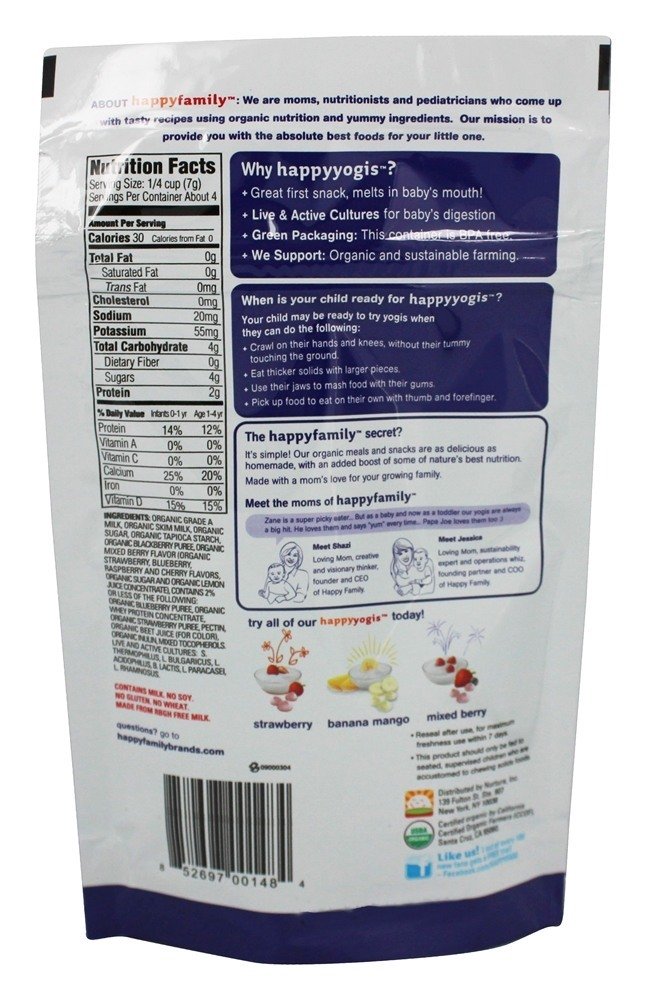 Feliz Iogues Orgânico Superfood Iogurte e Fruto Lanches Misto Baga - 1 oz. Happy Family - Imagem 2