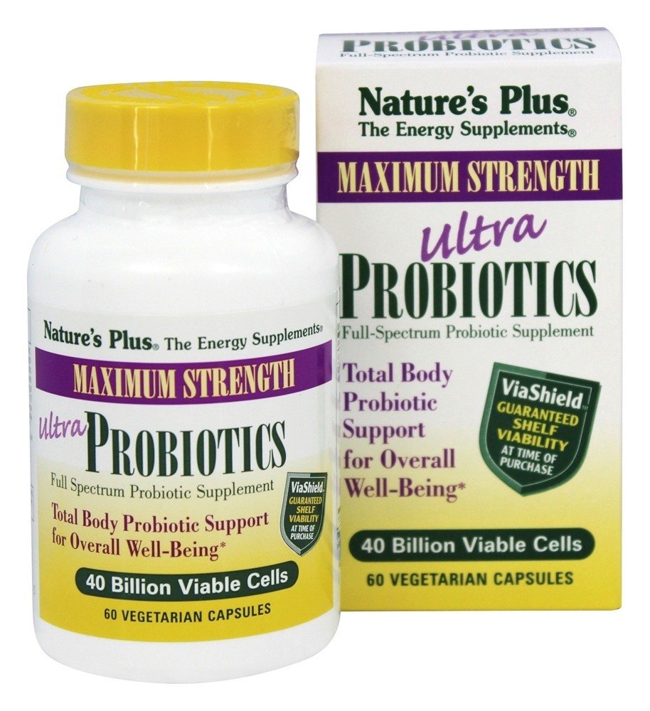 Ultra probióticos com força máxima do ViaShield 40 Bilhões de UFC - Cápsulas vegetarianas 60 Natures Plus