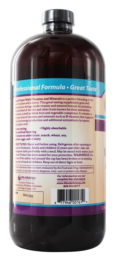 Super Multi-Vitaminas e Minerais Líquidos - 32 fl. oz. Life Solutions - Imagem 3