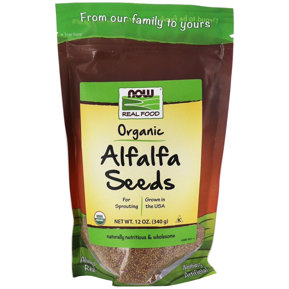 Agora sementes de alfafa orgânicas de comida real para brotação - 12 oz. NOW Foods