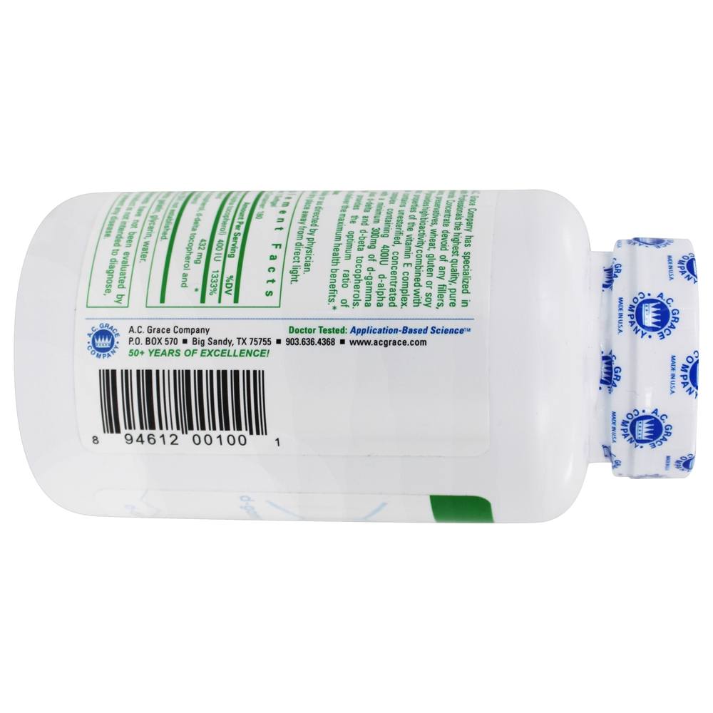 Unique E ótimo Vitamina E Complexo - 180 Softgels A.C. Grace - Imagem 3