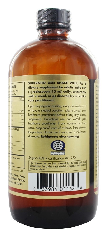 Earth Source Organico Óleo de Linhaça Com Omegas 3-6-9 - 16 fl. oz. Solgar - Imagem 3