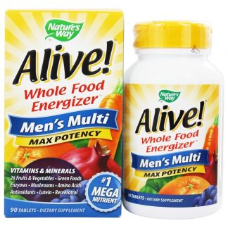 Vivo Homens Múltiplas Max Potência - 90 Comprimidos (anteriormente Multi Vitaminas para homens e Nature's Way mineral para alimentos integrais) Nature's Way