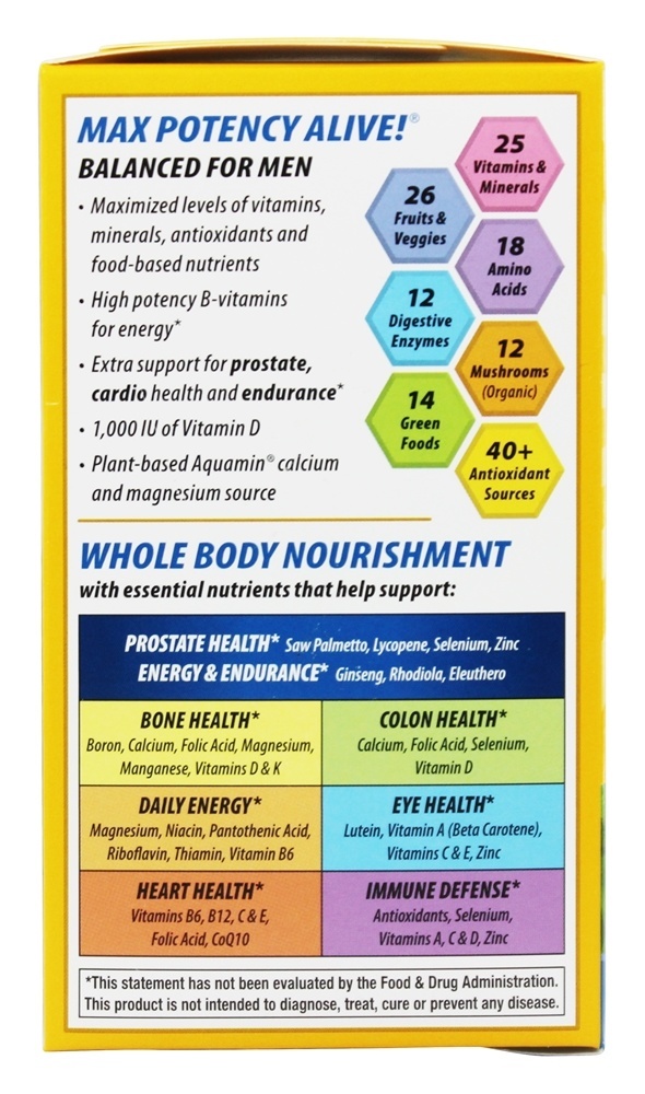 Vivo Homens Múltiplas Max Potência - 90 Comprimidos (anteriormente Multi Vitaminas para homens e Nature's Way mineral para alimentos integrais) Nature's Way - Imagem 4