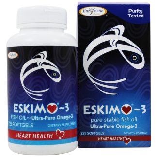 Eskimo-3 Óleo de Peixe Naturalmente Estável Ultra-Pure Omega-3 - 225 Softgels Enzymatic Therapy