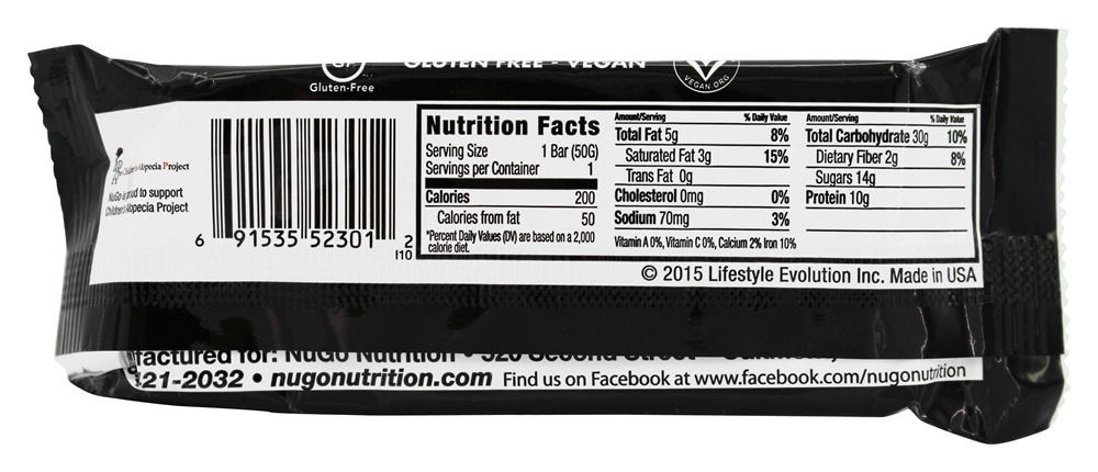 Barra De Chocolate Escuro Mocha De Chocolate - 1.76 oz. NuGo Nutrition - Imagem 2