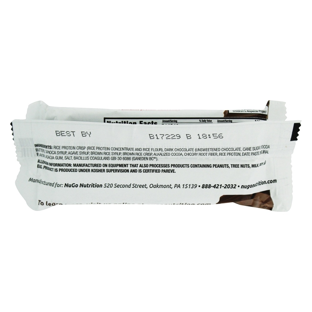 Glúten-Livre Bar com Probiotic Escuro Chocolate Crise - 1.59 oz. NuGo Nutrition - Imagem 2