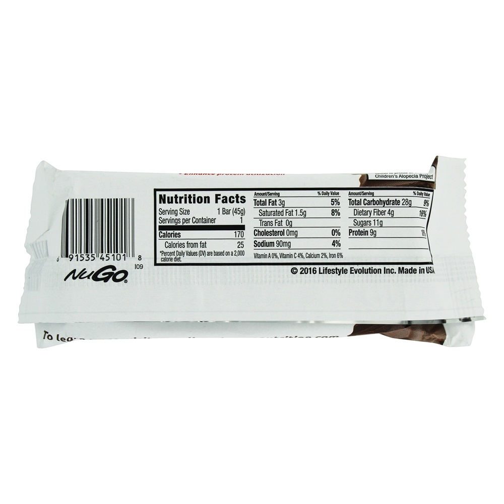 Glúten-Livre Bar com Probiotic Escuro Chocolate Crise - 1.59 oz. NuGo Nutrition - Imagem 3