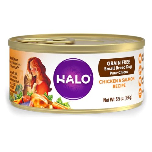 Halo Purely For Pets Grain Free Small Breed Dog Food Chicken & Salmon Recipe -- 5.5 oz Each / Pack of 12