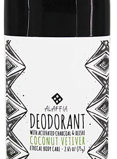 Alaffia Deodorant with Activated Charcoal & Reishi Coconut Vetiver -- 2.65 oz