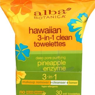 Alba Botanica® Hawaiian 3-in-1 Clean Towelettes Pineapple Enzyme -- 30 Towelettes