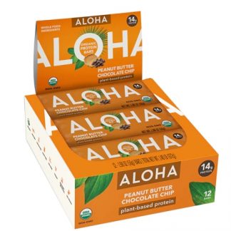 Aloha Organic Protein Bar Peanut Butter Chocolate Chip -- 12 Bars