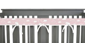 American Baby Heavenly Soft Chenille Reversible Narrow Long Crib Rail Cover - 3D Cloud/Pink -- 1 Pack