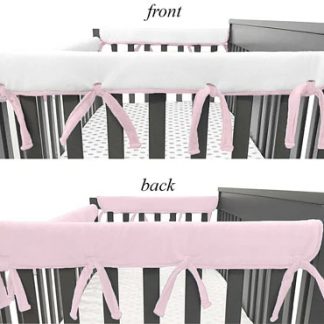 American Baby Heavenly Soft Chenille Reversible Narrow Side Crib Rail Cover - Pink/White -- 2 Pack