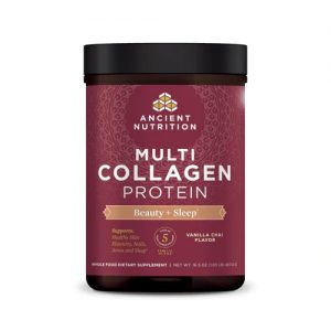 Ancient Nutrition Multi Collagen Protein Beauty plus Sleep Vanilla Chai -- 16.5 oz