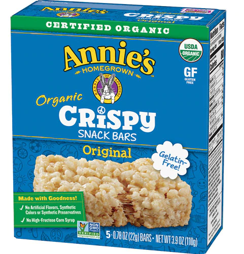 Annie's Homegrown Organic Crispy Snack Bars Original -- 5 Bars