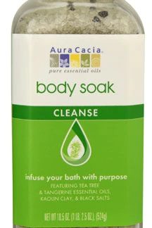 Aura Cacia Body Soak Bath Salts Cleanse -- 18.5 oz