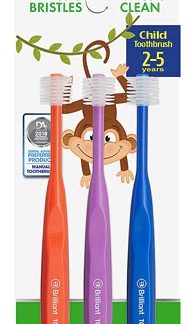 Baby Buddy Brilliant! Child Toothbrush Red Purple & Royal Blue -- 3 Pack
