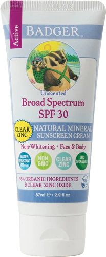 Badger SPF 30 Clear Zinc Natural Mineral Sunscreen Cream -- 2.9 fl oz