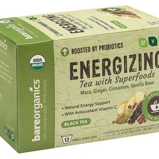 BareOrganics Functional Single Serve Tea Energizing -- 12 Single-Serve Cups
