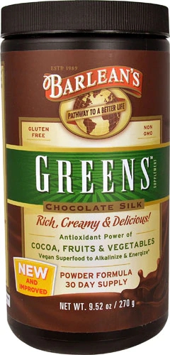 Barlean's Greens Powder Formula Chocolate Silk -- 9.52 oz