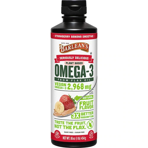 Barlean's Omega-3 Plant-Based Flax Oil Strawberry Banana Smoothie -- 16 oz