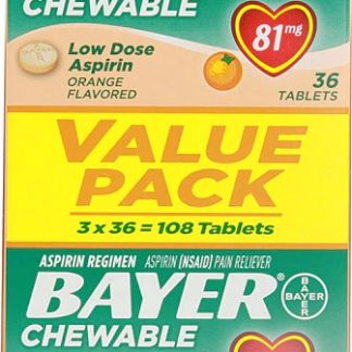 Bayer Chewable Low Dose Aspirin Value Pack Orange -- 81 mg - 108 Tablets