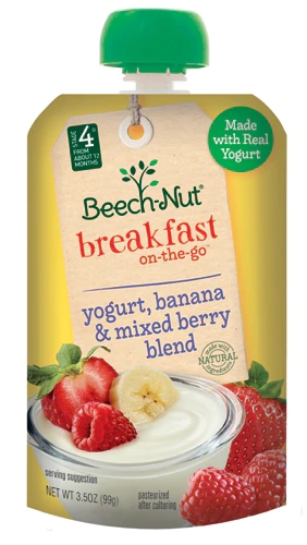 Beech-Nut Breakfast On-The-Go Stage 4 Yogurt, Banana & Mixed Berry Blend -- 3.5 oz Each / Pack of 12