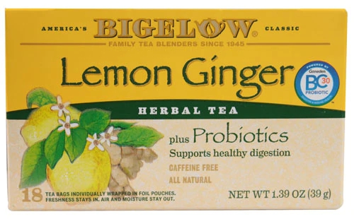 Bigelow Tea Herbal Tea Plus Probiotics Lemon Ginger -- 18 Tea Bags