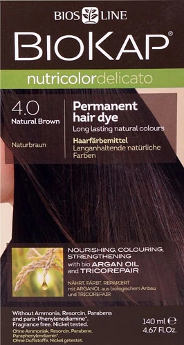 BioKap Nutricolor Delicato Permanent Hair Dye 4.0 Natural Brown -- 4.67 fl oz