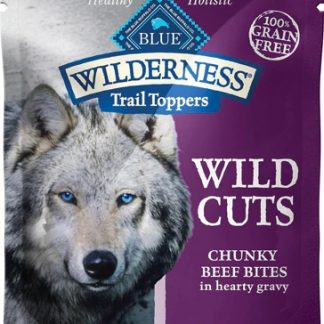 Blue Buffalo Wilderness Wild Cuts Dog Trail Toppers Chunky Beef Bites in Hearty Gravy -- 3 oz Each / Pack of 24