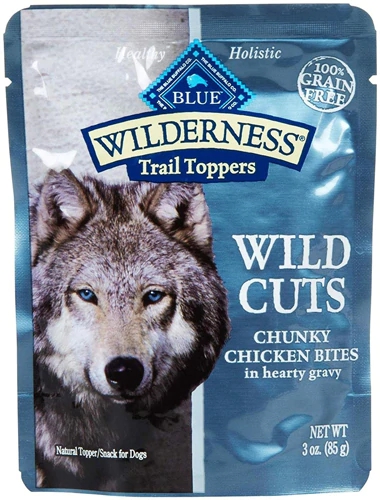 Blue Buffalo Wilderness Wild Cuts Dog Trail Toppers Chunky Chicken Bites in Hearty Gravy -- 3 oz Each / Pack of 24