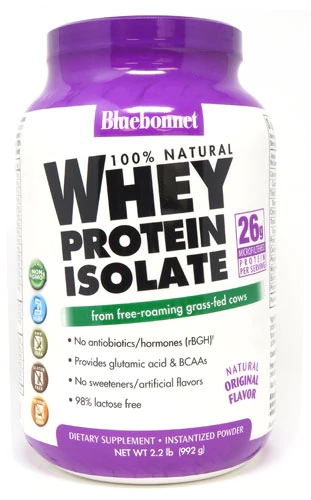 Bluebonnet Nutrition 100% Natural Whey Protein Isolate Natural Original -- 2.2 lbs