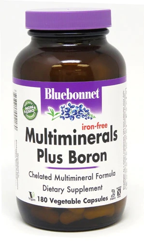 Bluebonnet Nutrition Multiminerals Plus Boron Iron-Free -- 180 Vegetable Capsules
