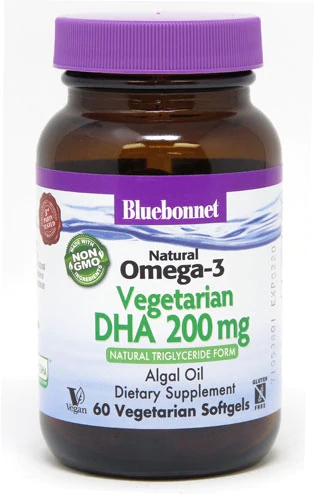 Bluebonnet Nutrition Natural Omega-3 Vegetarian DHA -- 200 mg - 60 Vegetarian Softgels