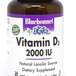 Bluebonnet Nutrition Vitamin D3 -- 2000 IU - 180 Vegetable Capsules