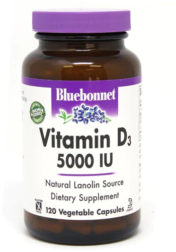 Bluebonnet Nutrition Vitamin D3 -- 5000 IU - 120 Vegetable Capsules