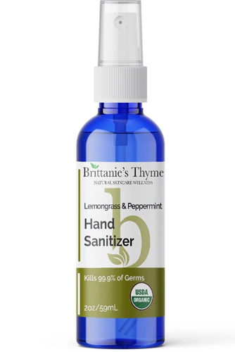 Brittanie's Thyme Organic Hand Sanitizer Lemongrass & Peppermint -- 2 oz